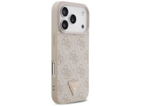 Capa Guess Leather 4G Triangle Strass MagSafe para iPhone 17 Pro - Rosa Capa Guess Leather 4G Triangle Strass MagSafe para iPhone 17 Pro - Rosa