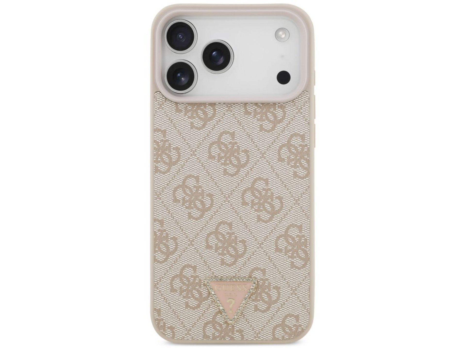 Guess Leather 4G Triangle Strass MagSafe Case for iPhone 17 Pro Max - Pink