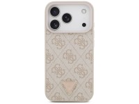 Capa Guess Leather 4G Triangle Strass MagSafe para iPhone 17 Pro - Rosa Capa Guess Leather 4G Triangle Strass MagSafe para iPhone 17 Pro - Rosa
