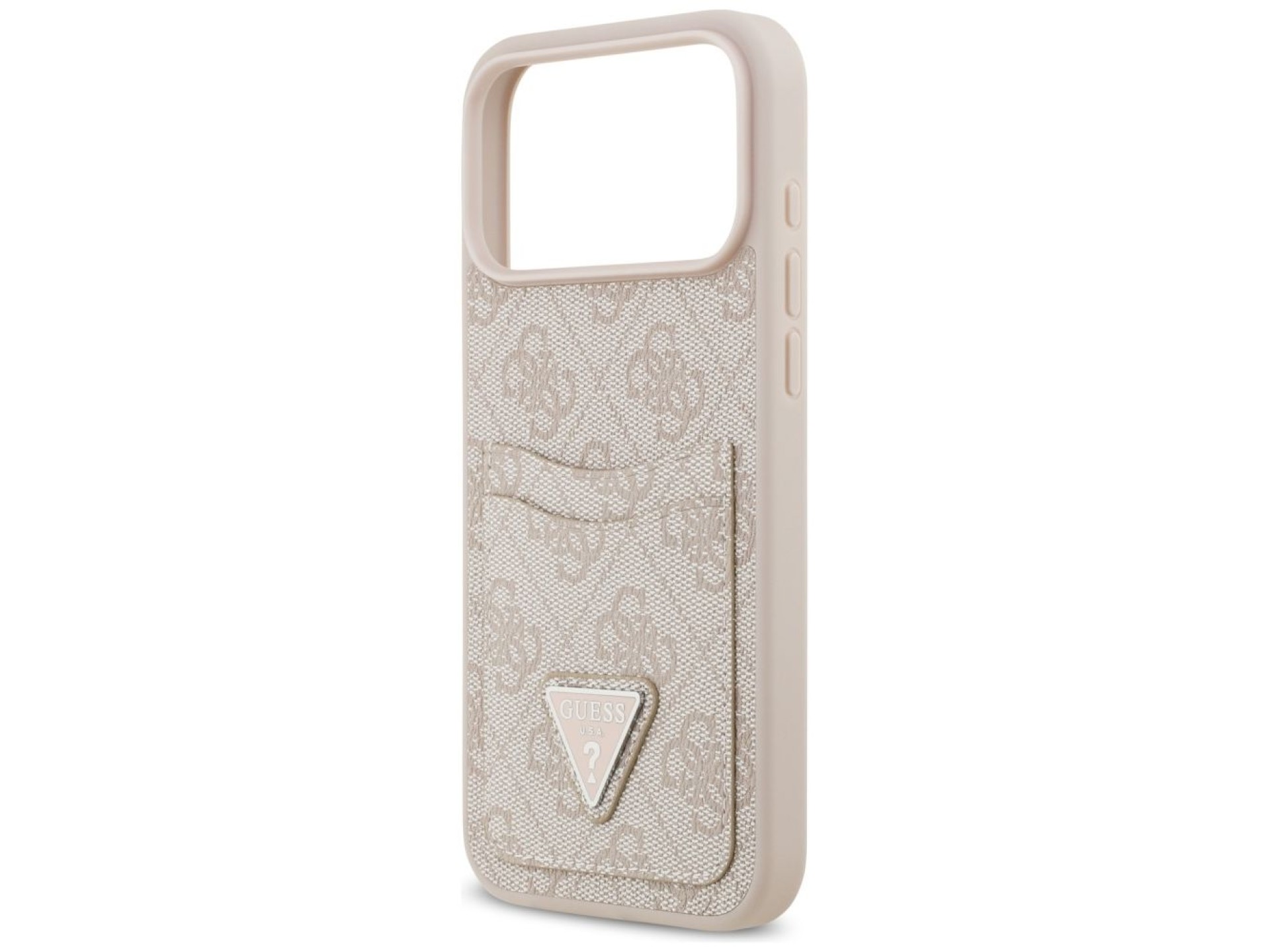 Capa triangular Guess 4G Nauble Card para iPhone 17 Pro Max - Rosa