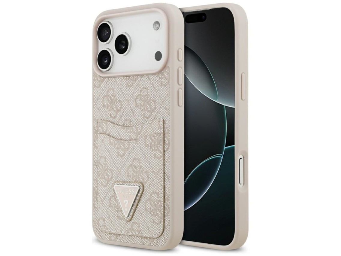 Capa triangular Guess 4G Nauble Card para iPhone 17 Pro Max - Rosa