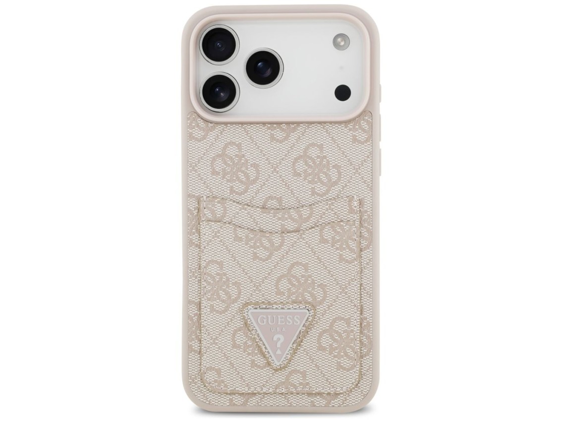 Capa triangular Guess 4G Nauble Card para iPhone 17 Pro Max - Rosa