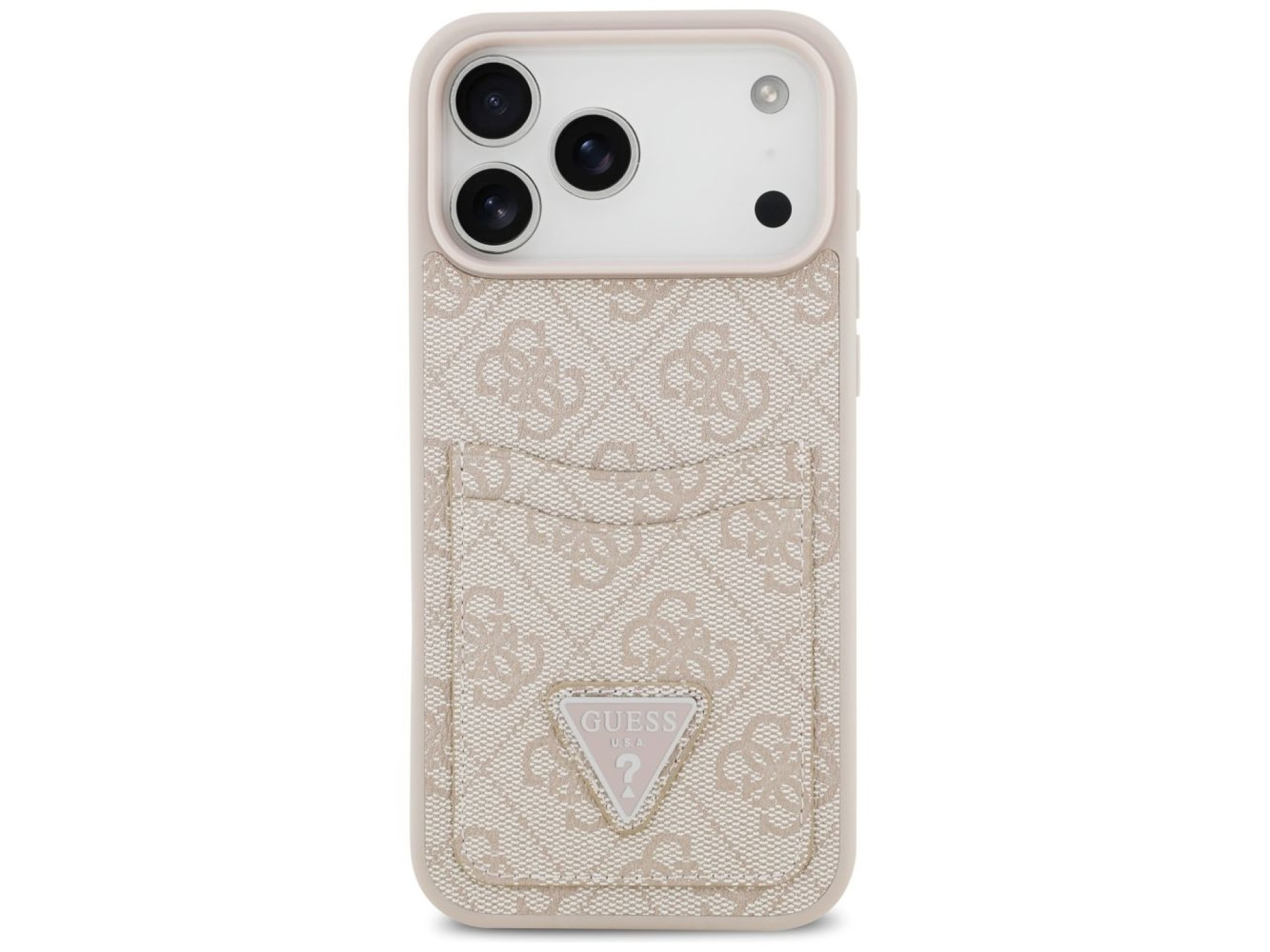 Capa triangular Guess 4G Nauble Card para iPhone 17 Pro Max - Rosa