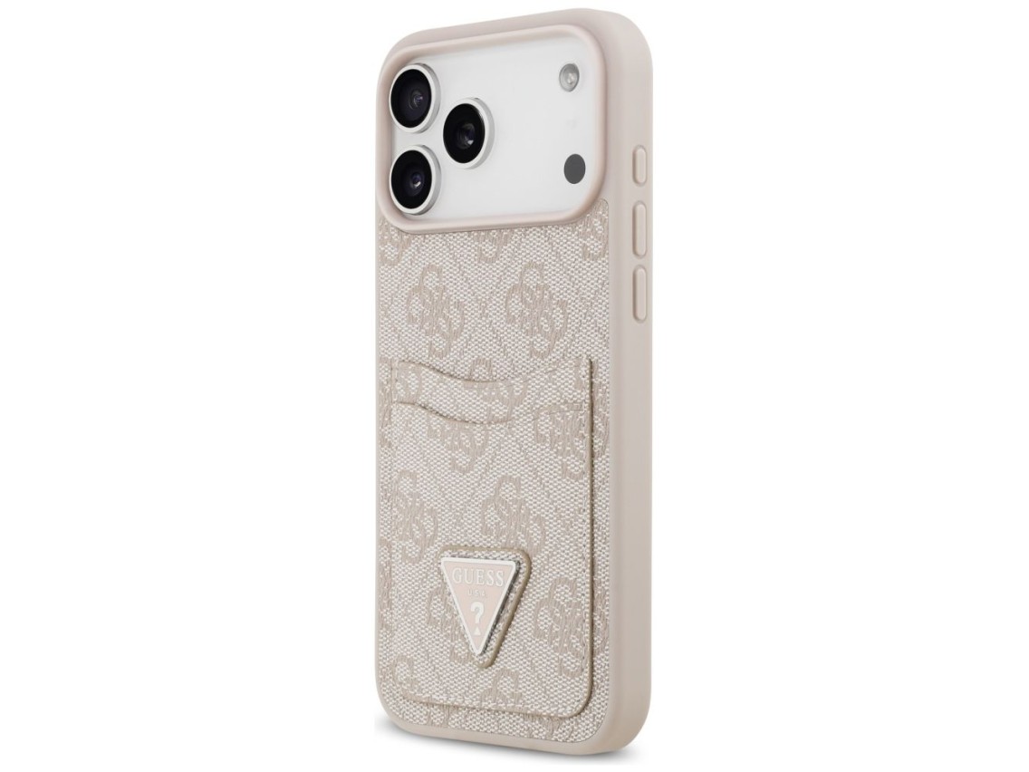 Capa triangular Guess 4G Nauble Card para iPhone 17 Pro Max - Rosa
