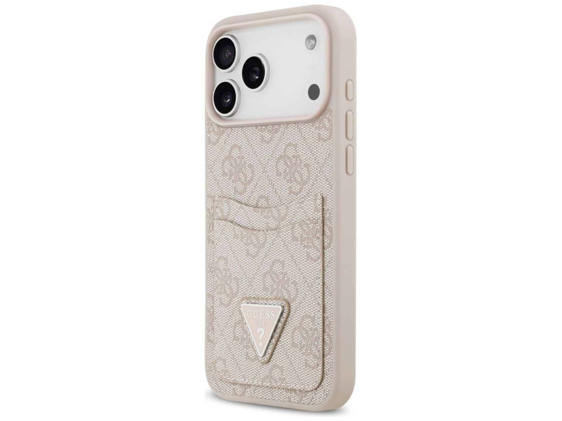 Capa triangular Guess 4G Nauble Card para iPhone 17 Pro Max - Rosa