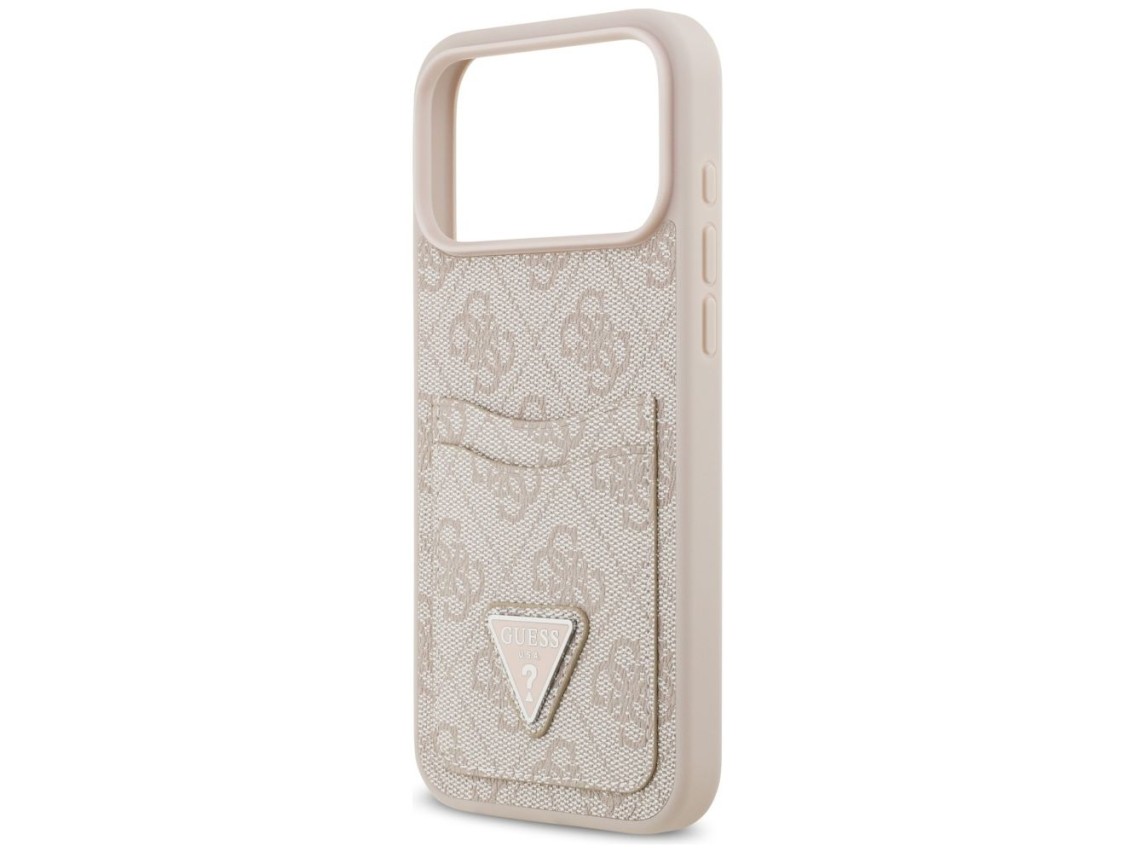 Capa triangular Guess 4G Nauble Card para iPhone 17 Pro Max - Rosa