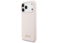 Capa MagSafe Guess de silicone com logo metálico para iPhone 17 Pro Max - Rosa Capa MagSafe Guess de silicone com logo metálico para iPhone 17 Pro Max - Rosa