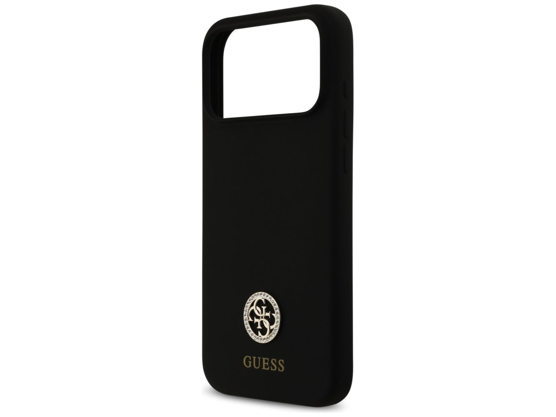 Capa Guess de silicone com logo Strass 4G MagSafe para iPhone 17 Pro Max - Preta