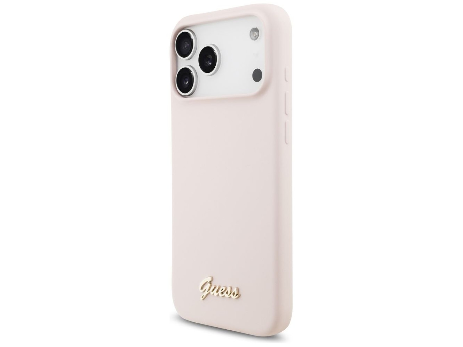 Capa MagSafe Guess de silicone com logo metálico para iPhone 17 Pro Max - Rosa