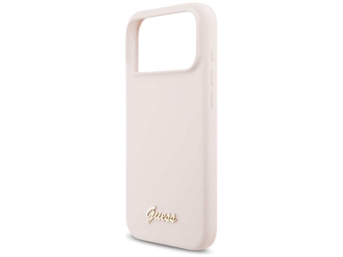 Capa MagSafe Guess de silicone com logo metálico para iPhone 17 Pro Max - Rosa