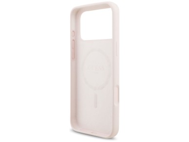 Guess Silicone Script Metal Logo MagSafe Case for iPhone 17 Pro Max - Pink Guess Silicone Script Metal Logo MagSafe Case for iPhone 17 Pro Max - Pink