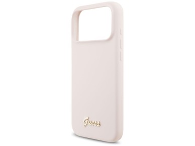 Guess Silicone Script Metal Logo MagSafe Case for iPhone 17 Pro Max - Pink Guess Silicone Script Metal Logo MagSafe Case for iPhone 17 Pro Max - Pink
