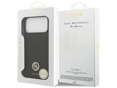 Capa Guess de silicone com logo Strass 4G MagSafe para iPhone 17 Pro Max - Preta Capa Guess de silicone com logo Strass 4G MagSafe para iPhone 17 Pro Max - Preta