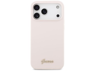 Guess Silicone Script Metal Logo MagSafe Case for iPhone 17 Pro Max - Pink Guess Silicone Script Metal Logo MagSafe Case for iPhone 17 Pro Max - Pink