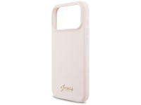 Capa MagSafe Guess de silicone com logo metálico para iPhone 17 Pro Max - Rosa Capa MagSafe Guess de silicone com logo metálico para iPhone 17 Pro Max - Rosa