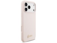 Capa MagSafe Guess de silicone com logo metálico para iPhone 17 Pro Max - Rosa Capa MagSafe Guess de silicone com logo metálico para iPhone 17 Pro Max - Rosa