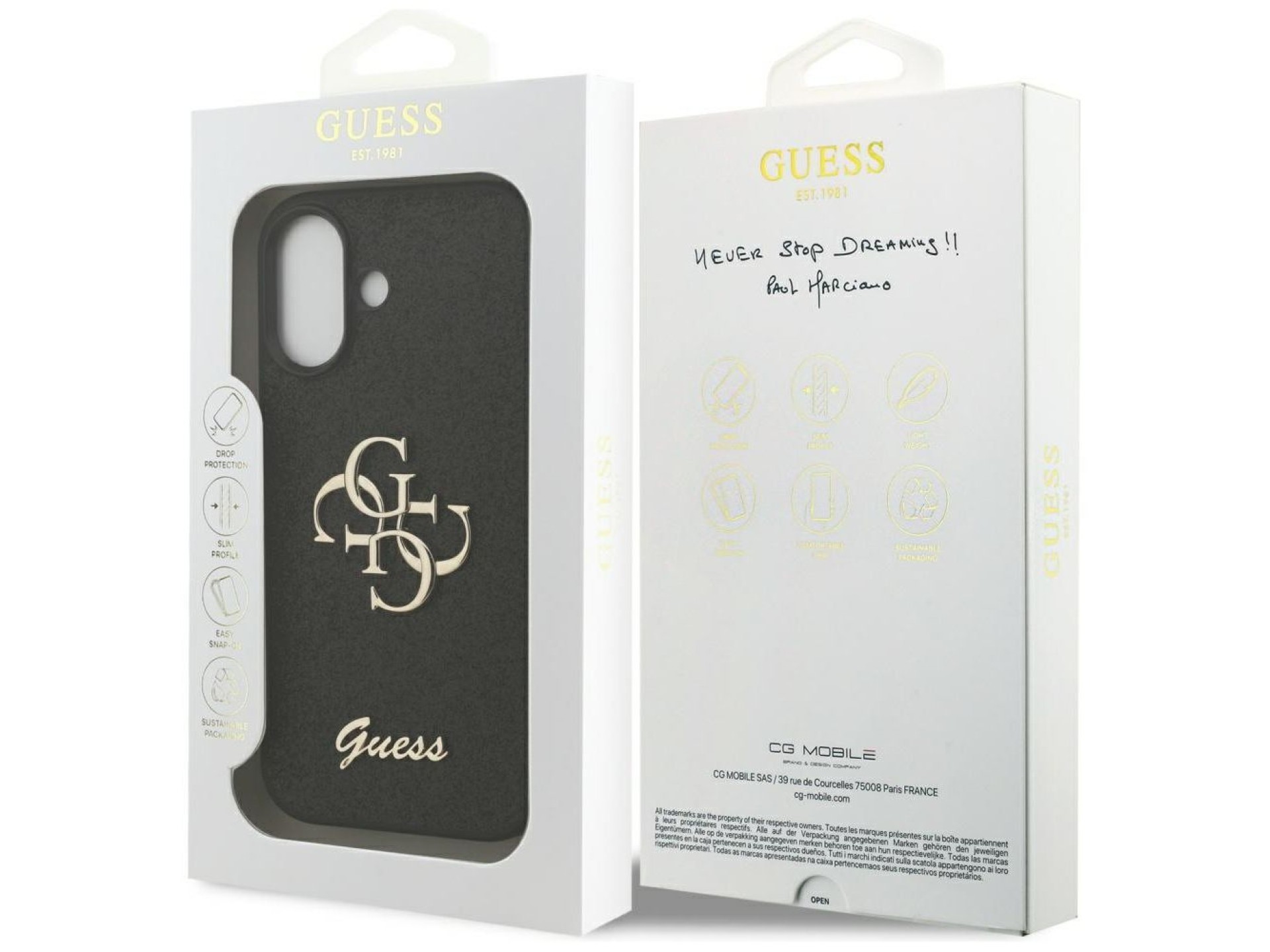 Capa Guess Fixed Glitter Big 4G para iPhone 17 - preta