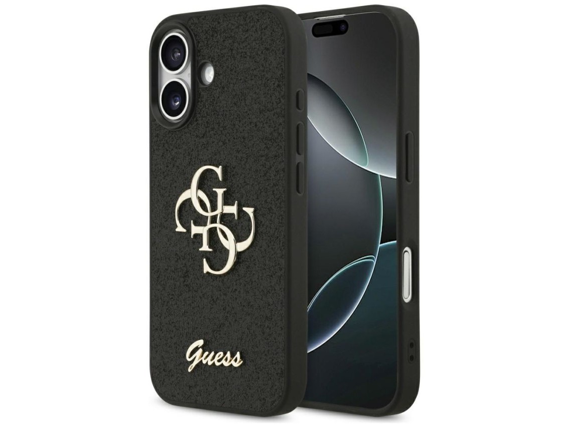 Capa Guess Fixed Glitter Big 4G para iPhone 17 - preta