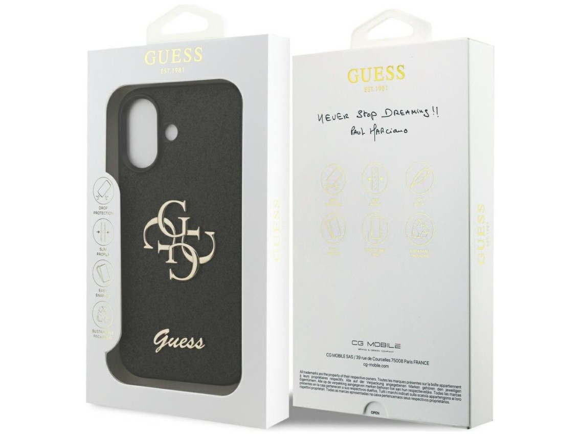 Capa Guess Fixed Glitter Big 4G para iPhone 17 - preta
