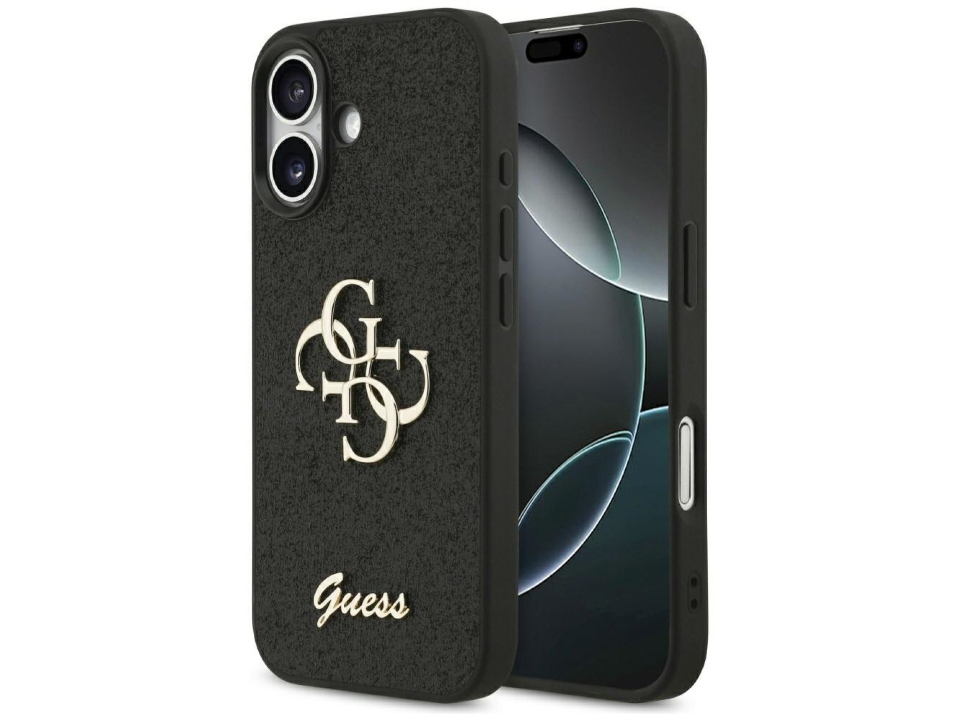 Capa Guess Fixed Glitter Big 4G para iPhone 17 - preta
