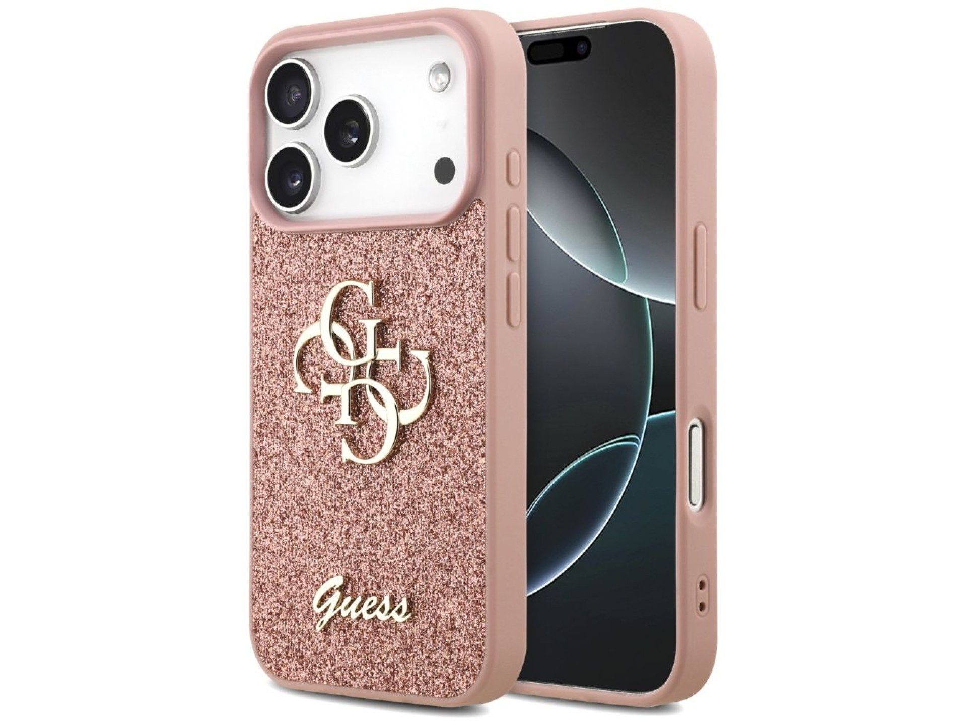 Capa Guess Fixed Glitter Big 4G para iPhone 17 Pro - Rosa