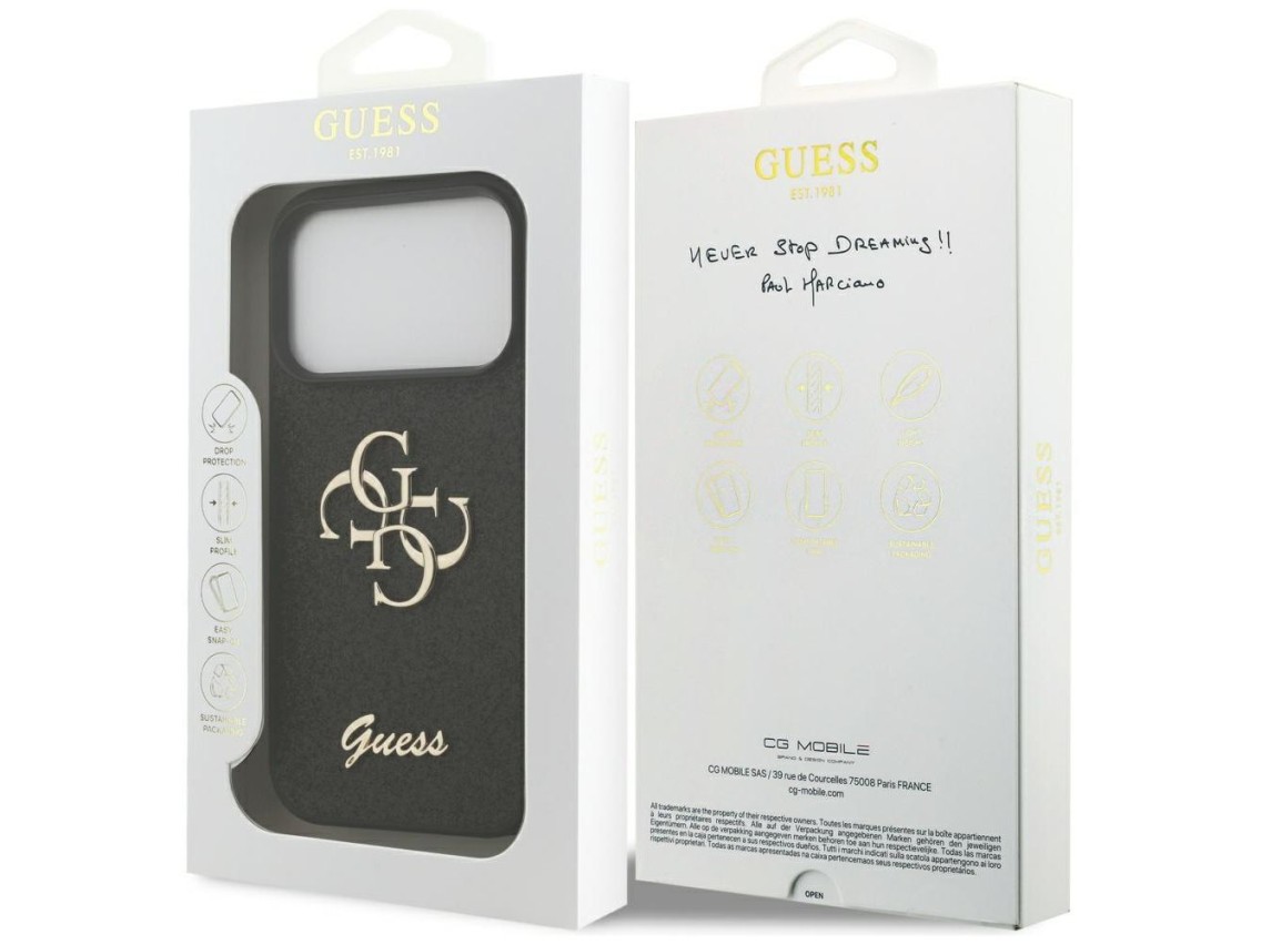 Funda Guess Fixed Glitter Big 4G para iPhone 17 Pro - negra