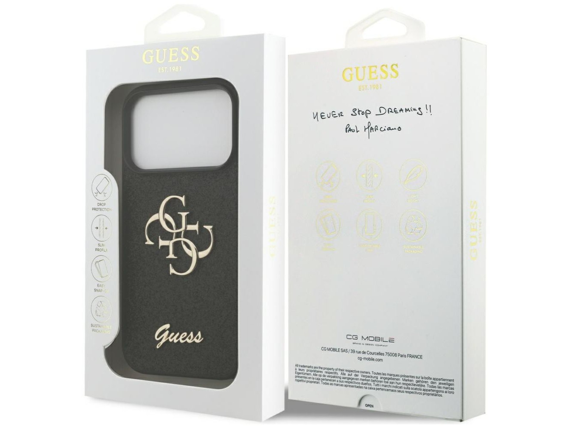 Funda Guess Fixed Glitter Big 4G para iPhone 17 Pro - negra