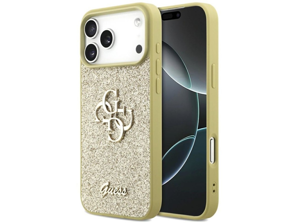 Capa Guess Fixed Glitter Big 4G para iPhone 17 Pro Max - dourada