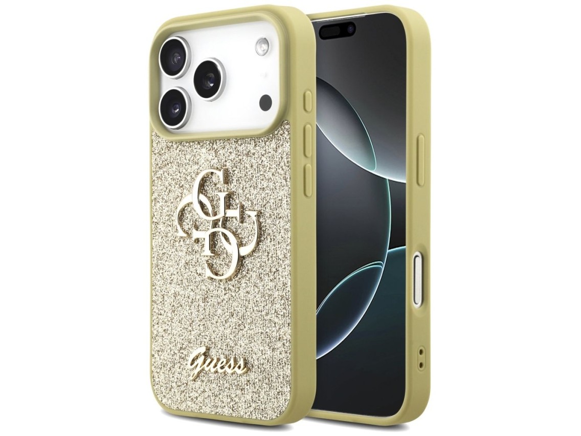 Capa Guess Fixed Glitter Big 4G para iPhone 17 Pro - dourada