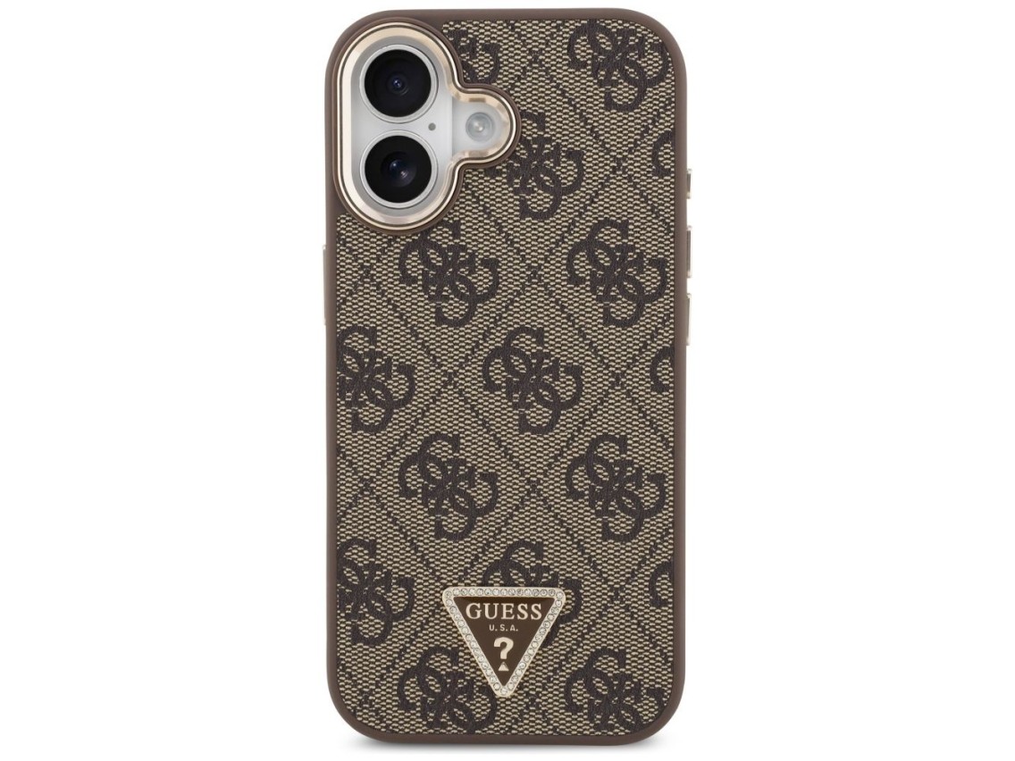 Guess 4G Triangle Logo MagSafe Case for iPhone 17 - Brown and Gold