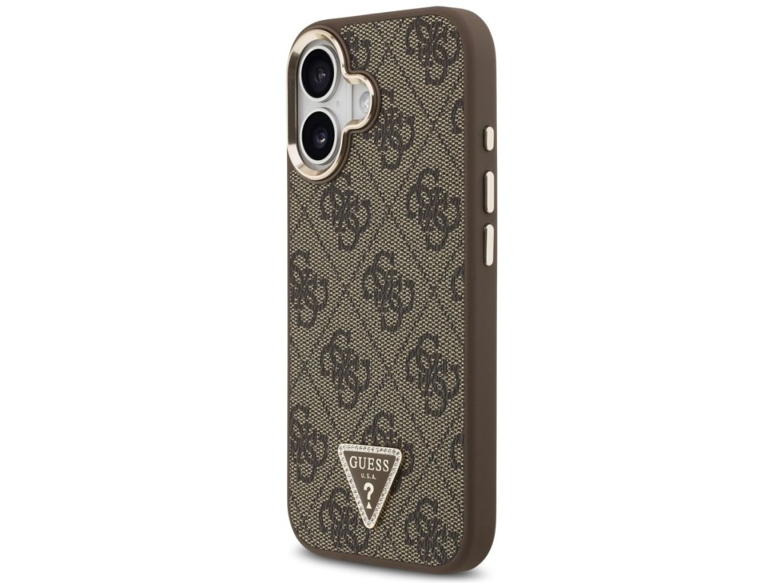 Guess 4G Triangle Logo MagSafe Case for iPhone 17 - Brown and Gold