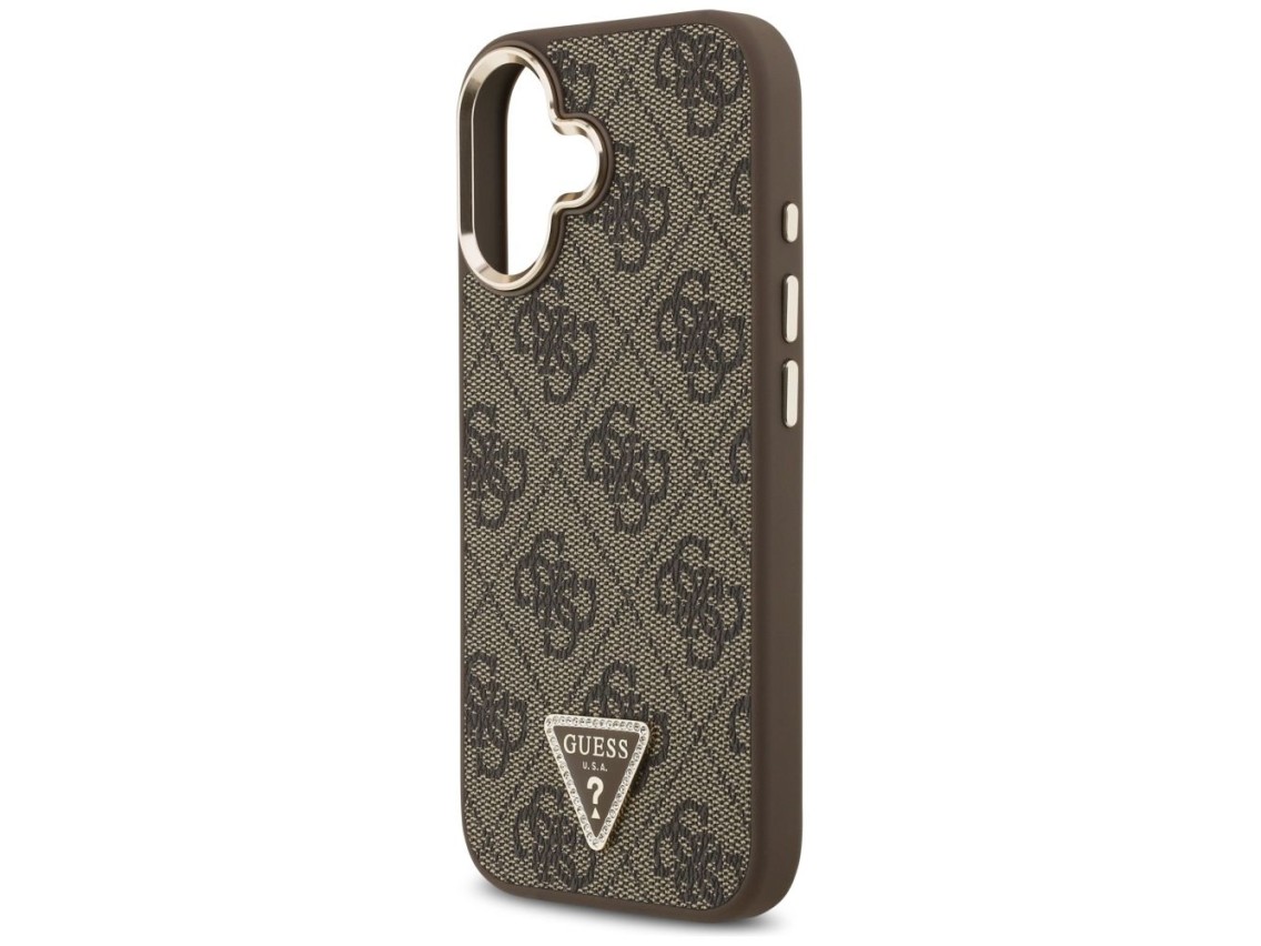 Guess 4G Triangle Logo MagSafe Case for iPhone 17 - Brown and Gold