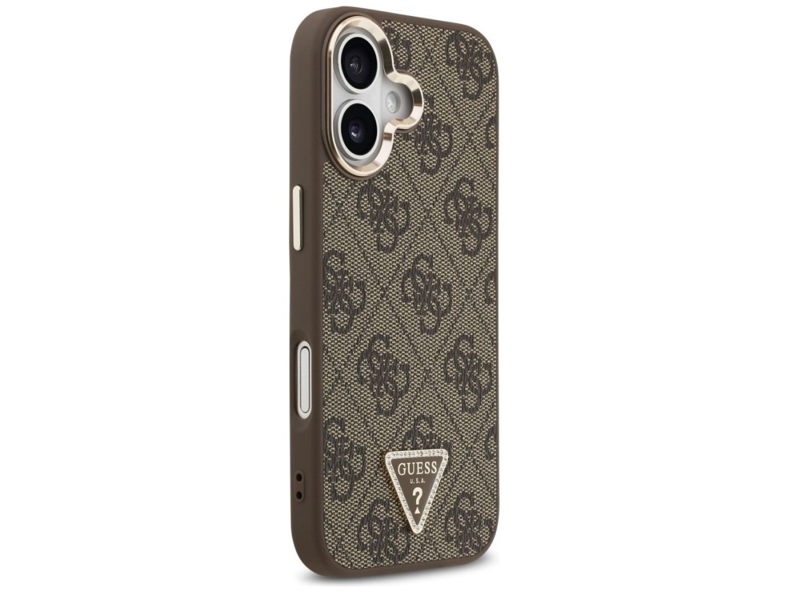 Guess 4G Triangle Logo MagSafe Case for iPhone 17 - Brown and Gold