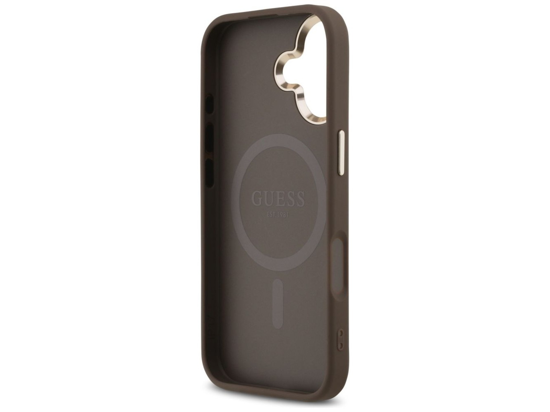 Guess 4G Triangle Logo MagSafe Case for iPhone 17 - Brown and Gold