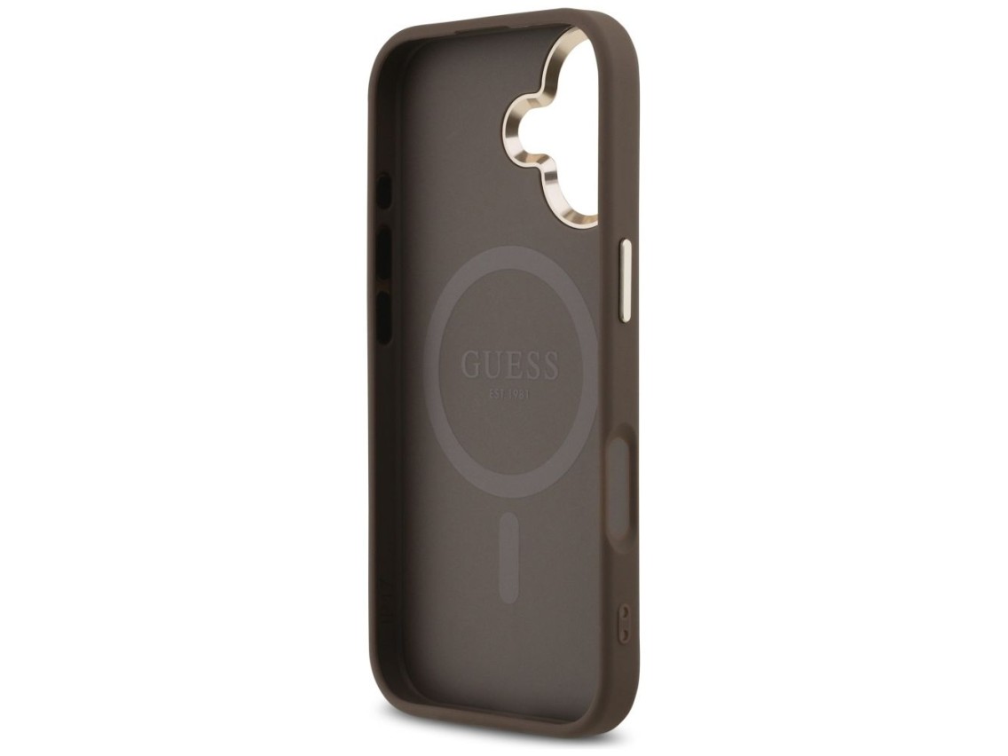 Guess 4G Triangle Logo MagSafe Case for iPhone 17 - Brown and Gold