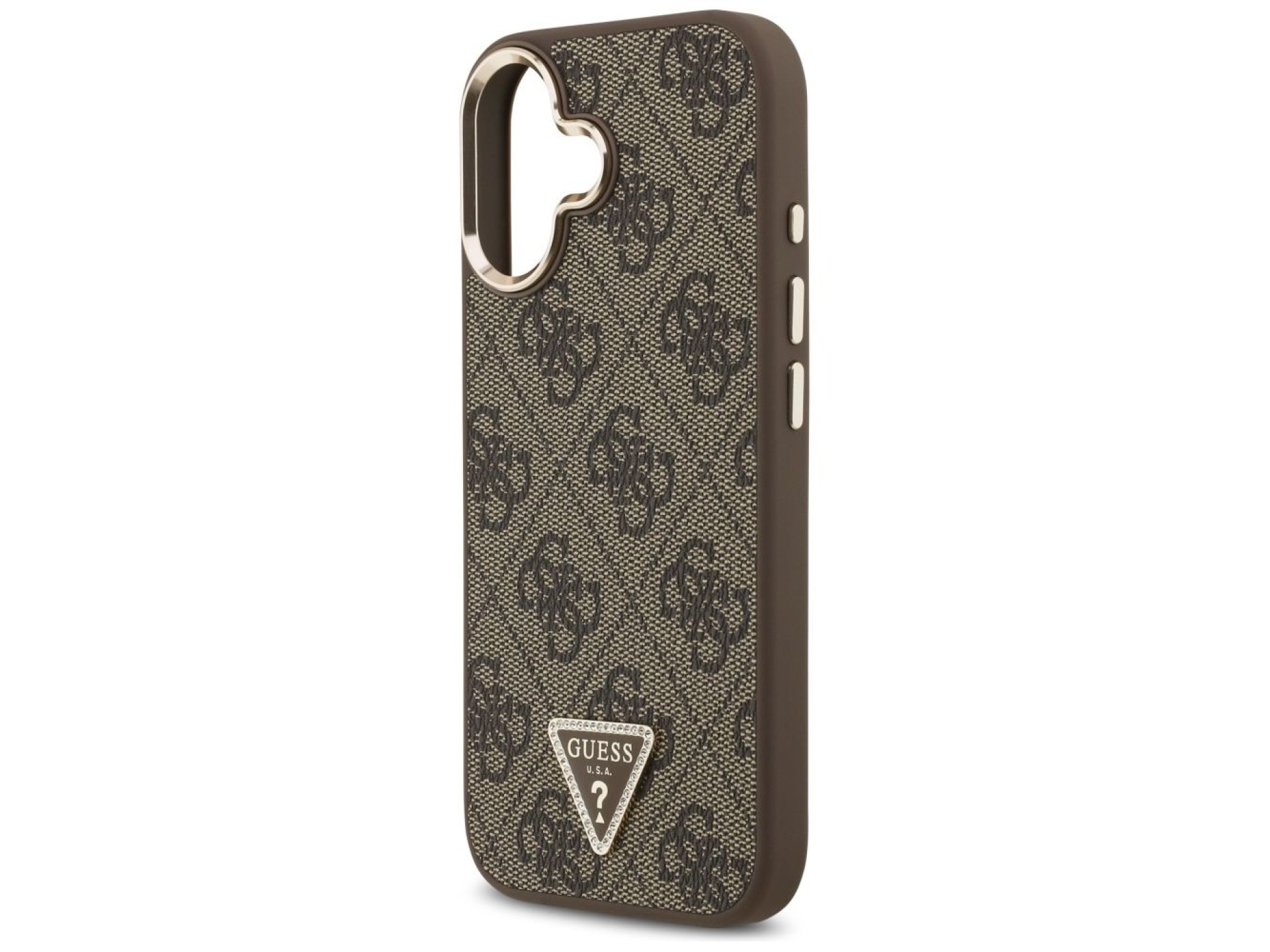 Guess 4G Triangle Logo MagSafe Case for iPhone 17 - Brown and Gold