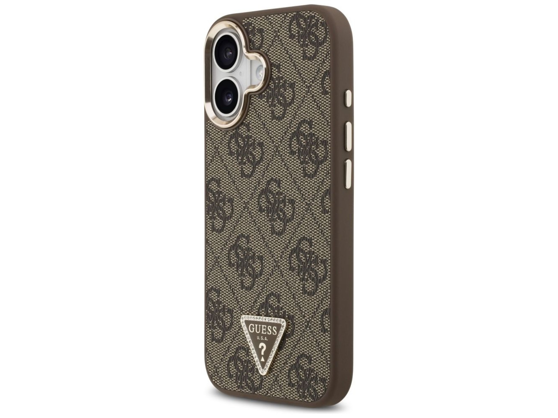Guess 4G Triangle Logo MagSafe Case for iPhone 17 - Brown and Gold