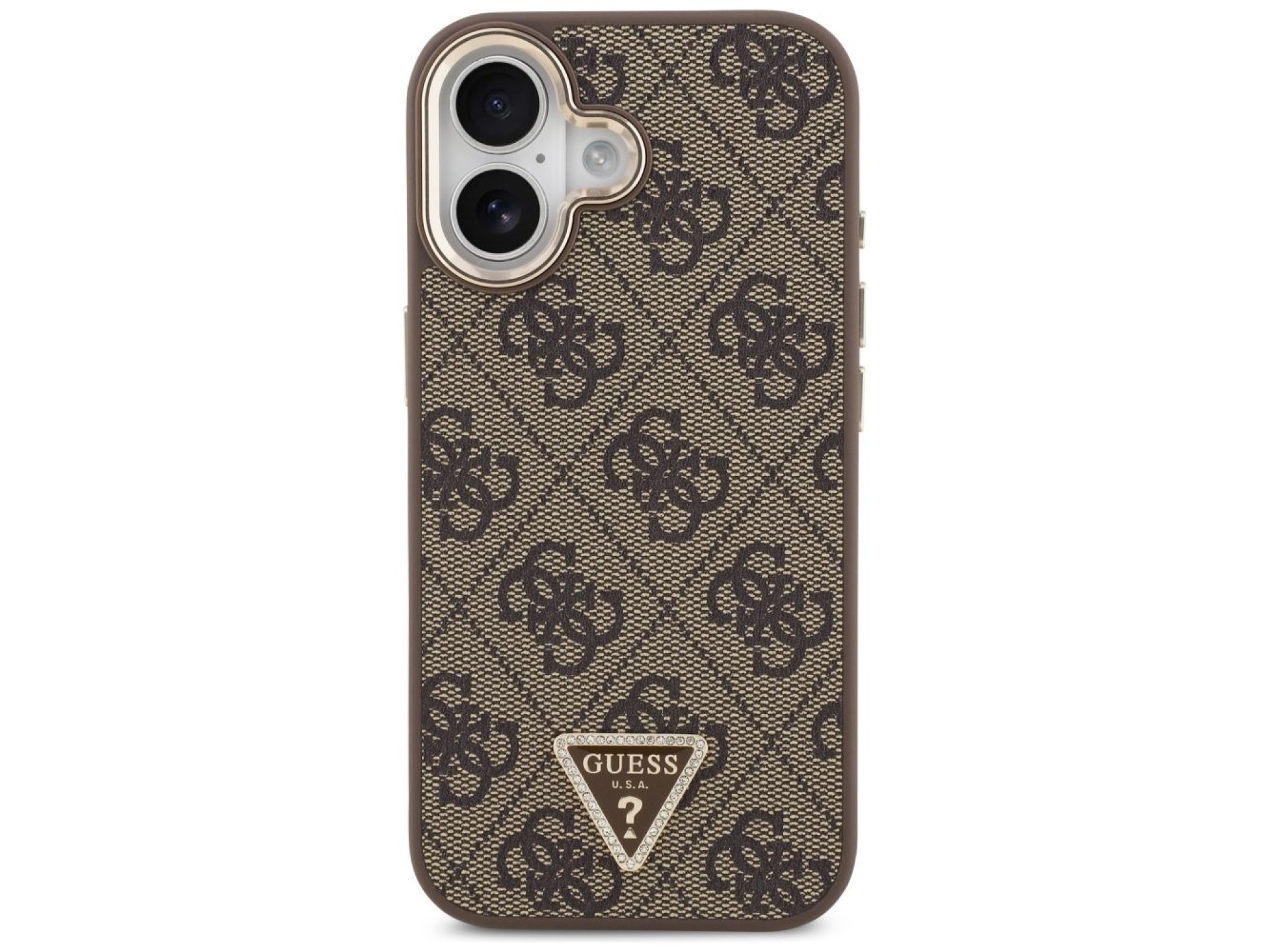 Guess 4G Triangle Logo MagSafe Case for iPhone 17 - Brown and Gold