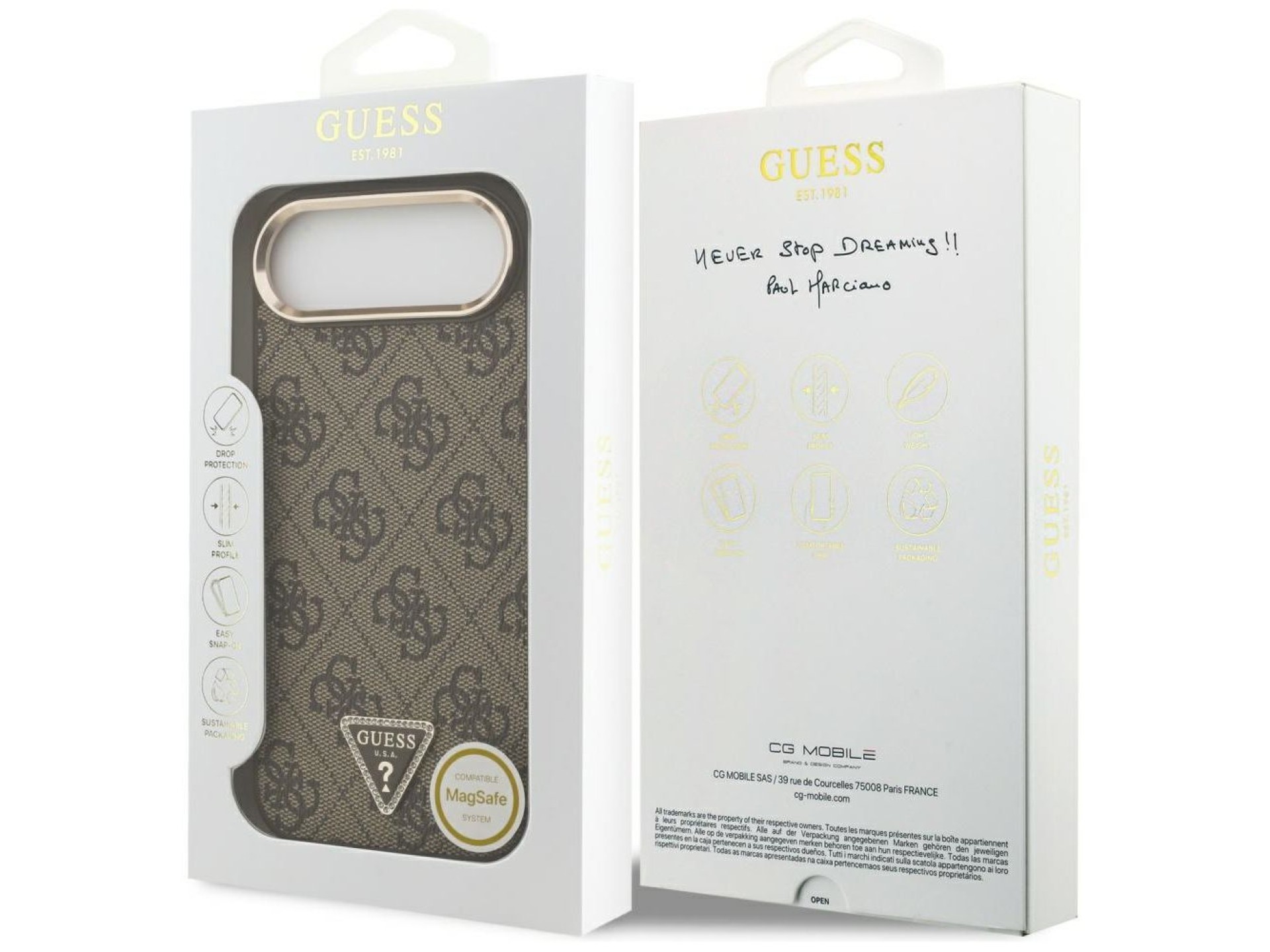 Capa Guess 4G Triangle Logo MagSafe para iPhone Air Marrom - Dourada