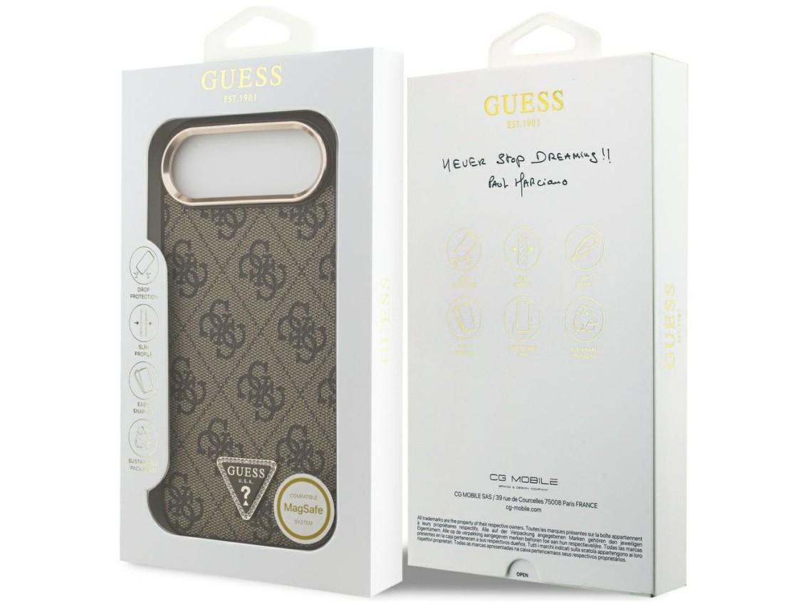 Capa Guess 4G Triangle Logo MagSafe para iPhone Air Marrom - Dourada