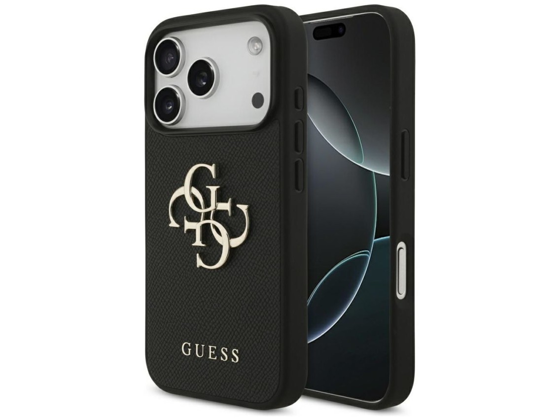 Guess Grained Big 4G & Classic Logo case for iPhone 17 Pro - black
