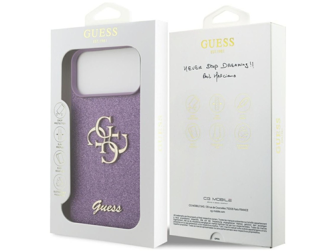 Funda Guess Fixed Glitter Big 4G para iPhone 17 Pro Max - color morado
