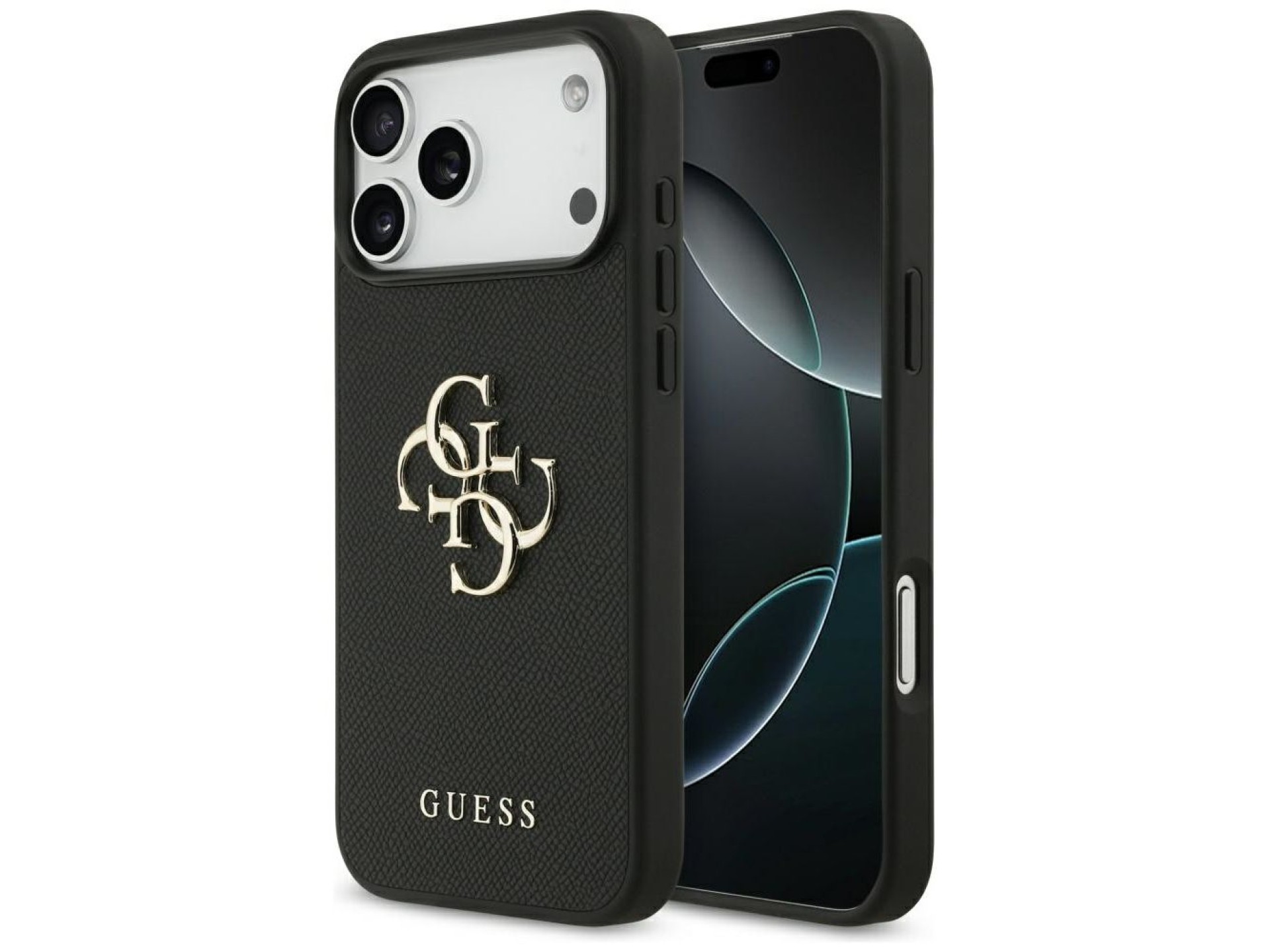 Guess Grained Big 4G & Classic Logo case for iPhone 17 Pro Max - black