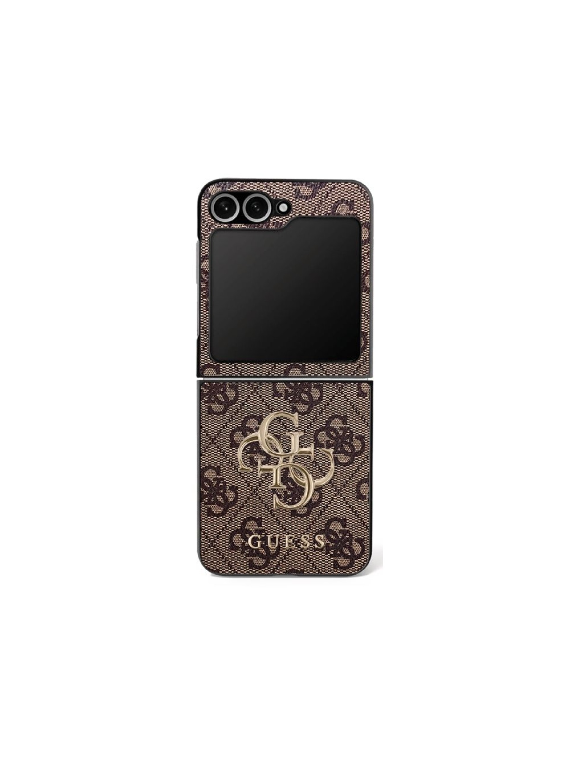 Capa Guess com logo 4G grande e logo clássico para Samsung Galaxy Z Flip 7 - Marrom