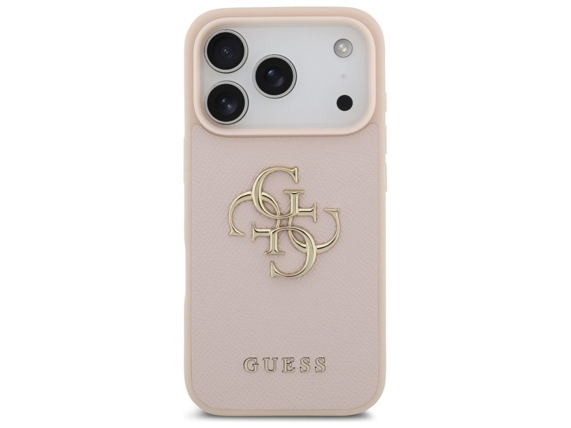 Guess Grained Big 4G & Classic Logo iPhone 17 Pro Case - Pink