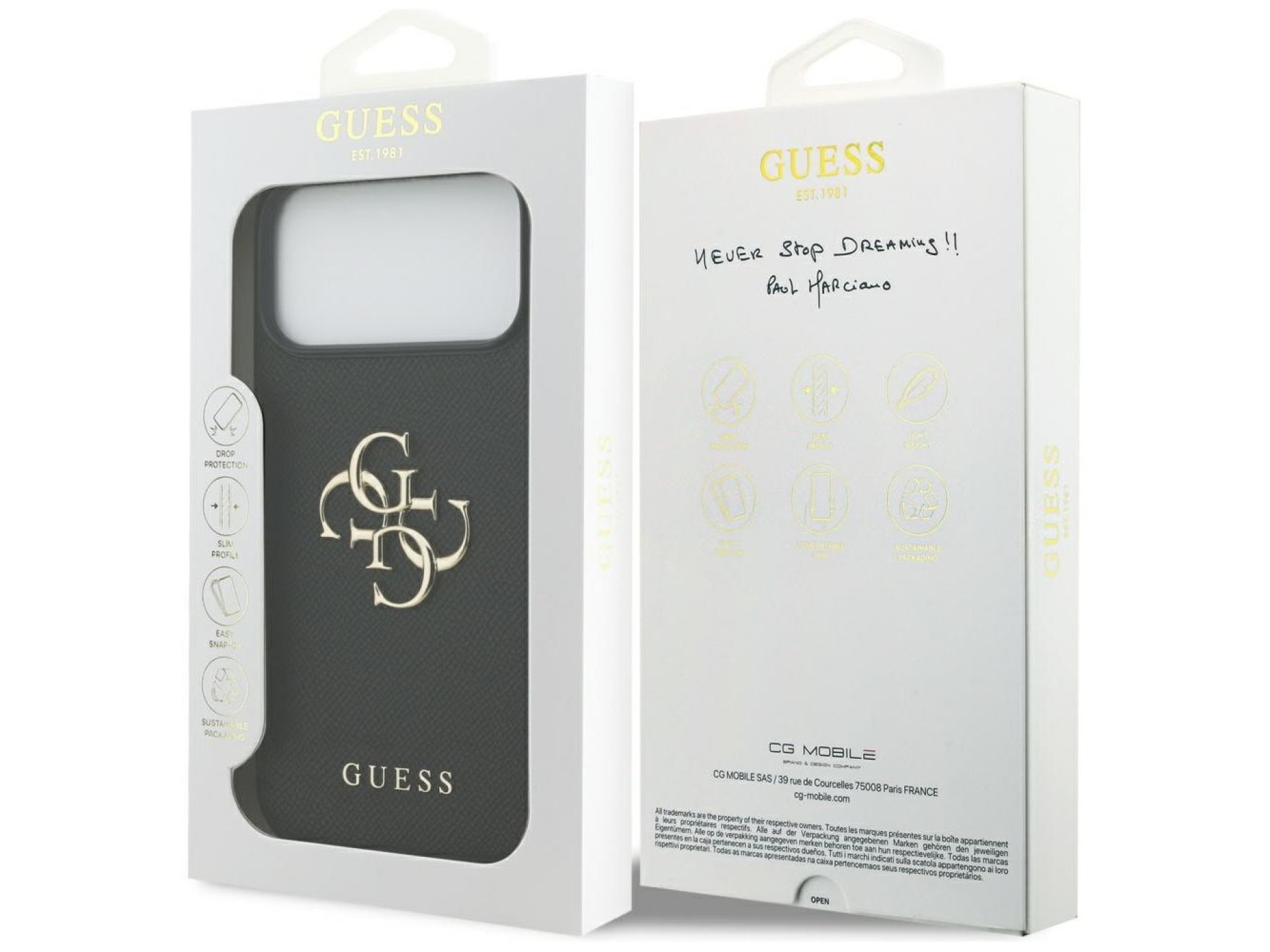 Guess Grained Big 4G & Classic Logo case for iPhone 17 Pro Max - black