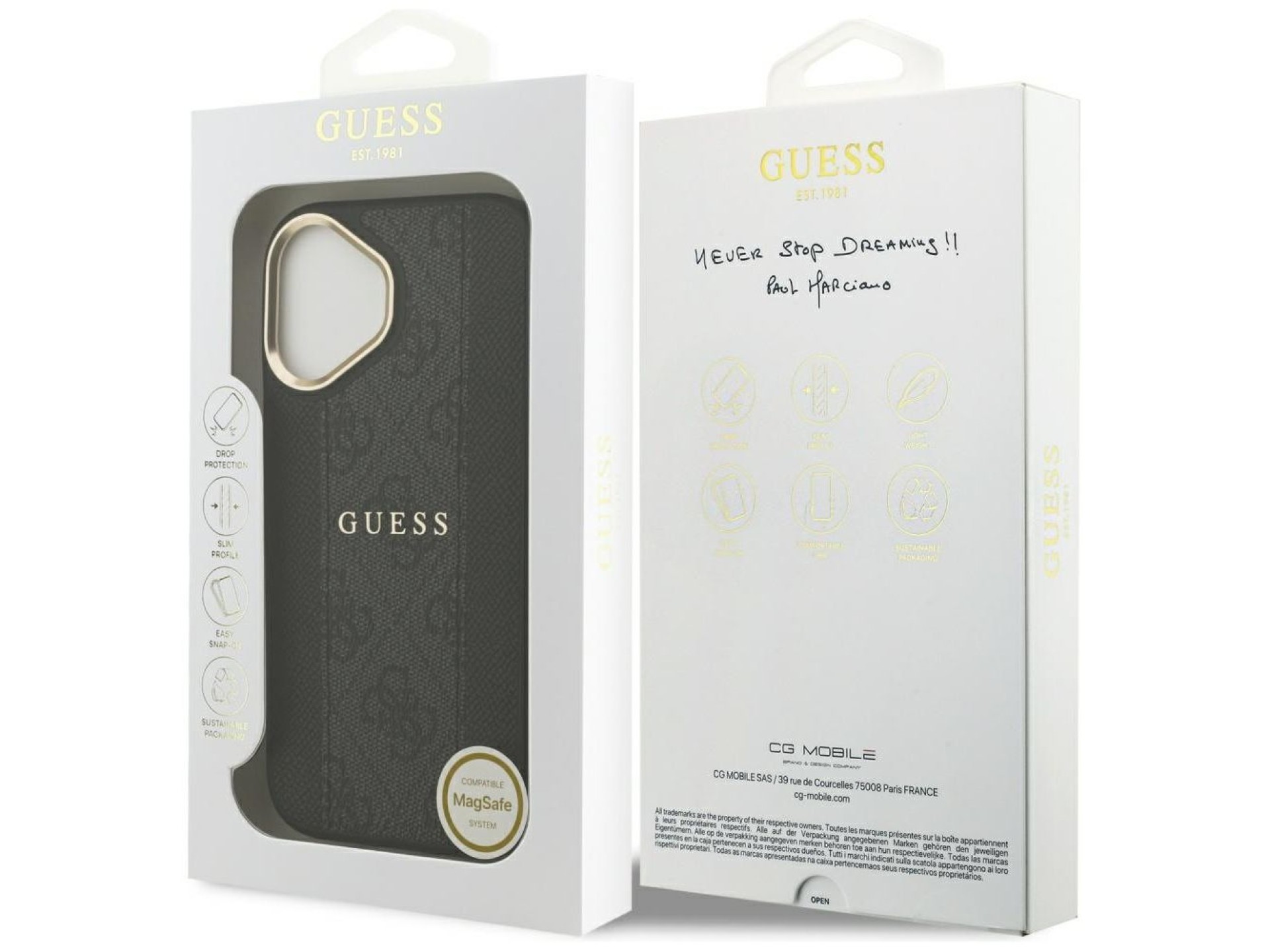 Funda Guess 4G Stripe MagSafe para iPhone 17 - negra