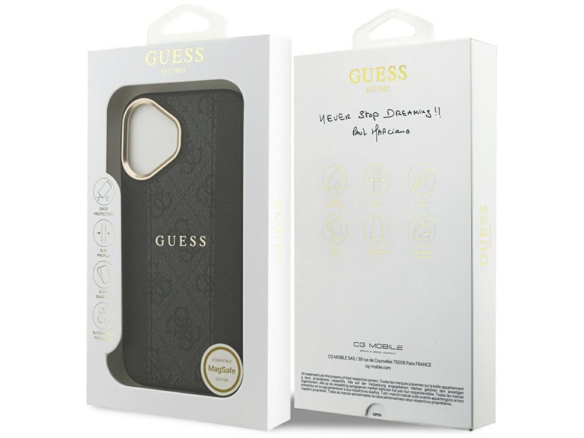Funda Guess 4G Stripe MagSafe para iPhone 17 - negra