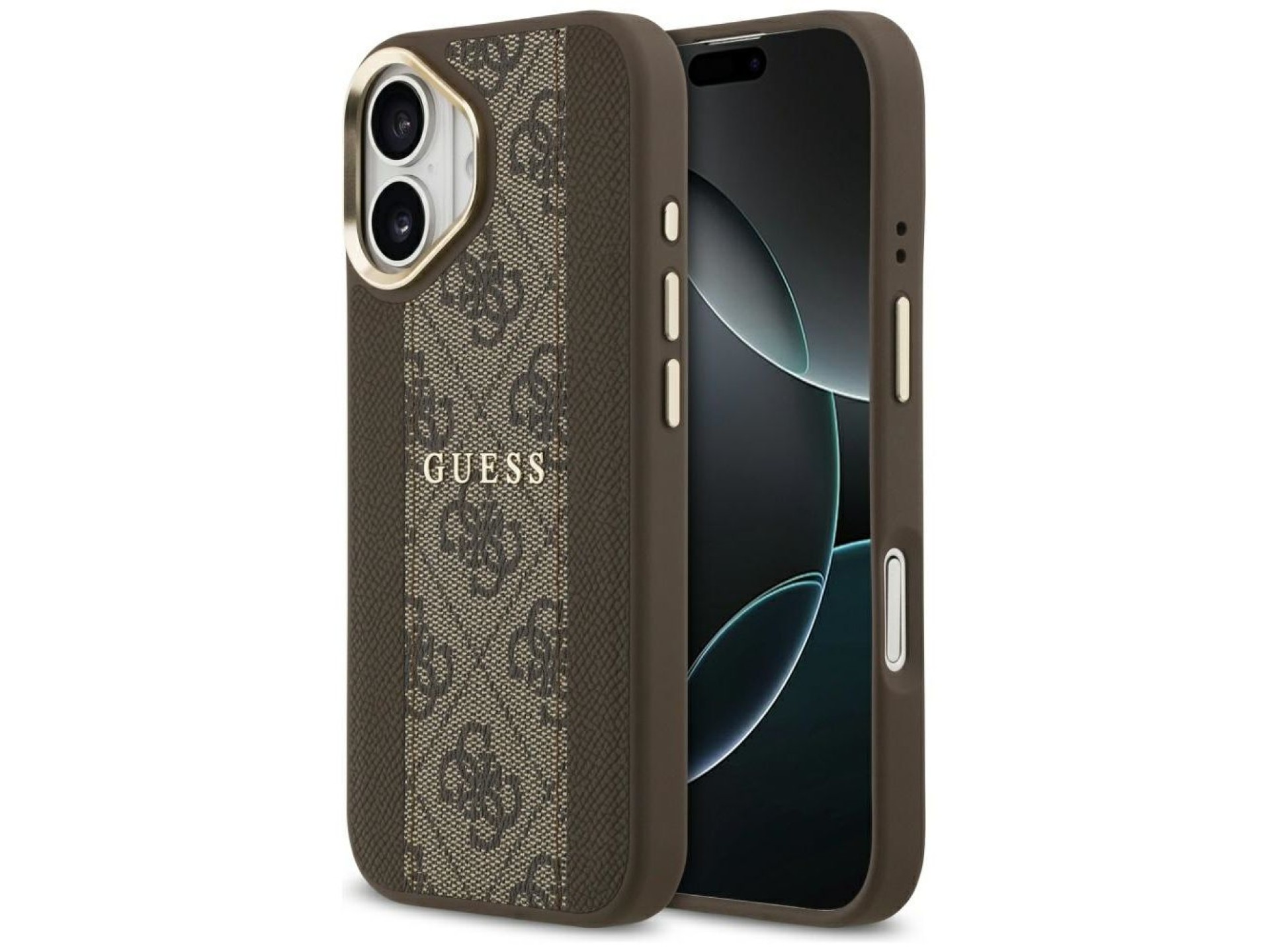 Capa Guess 4G Stripe MagSafe para iPhone 17 - marrom