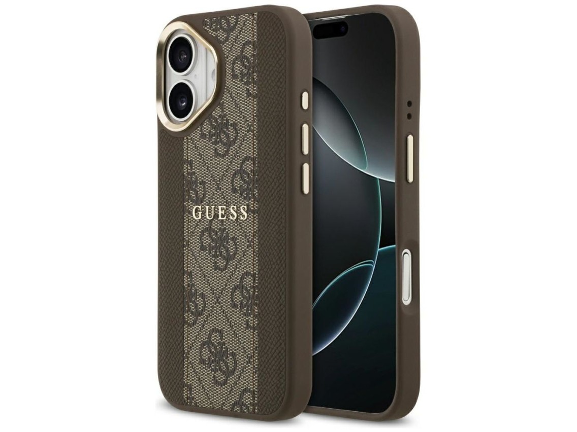 Capa Guess 4G Stripe MagSafe para iPhone 17 - marrom